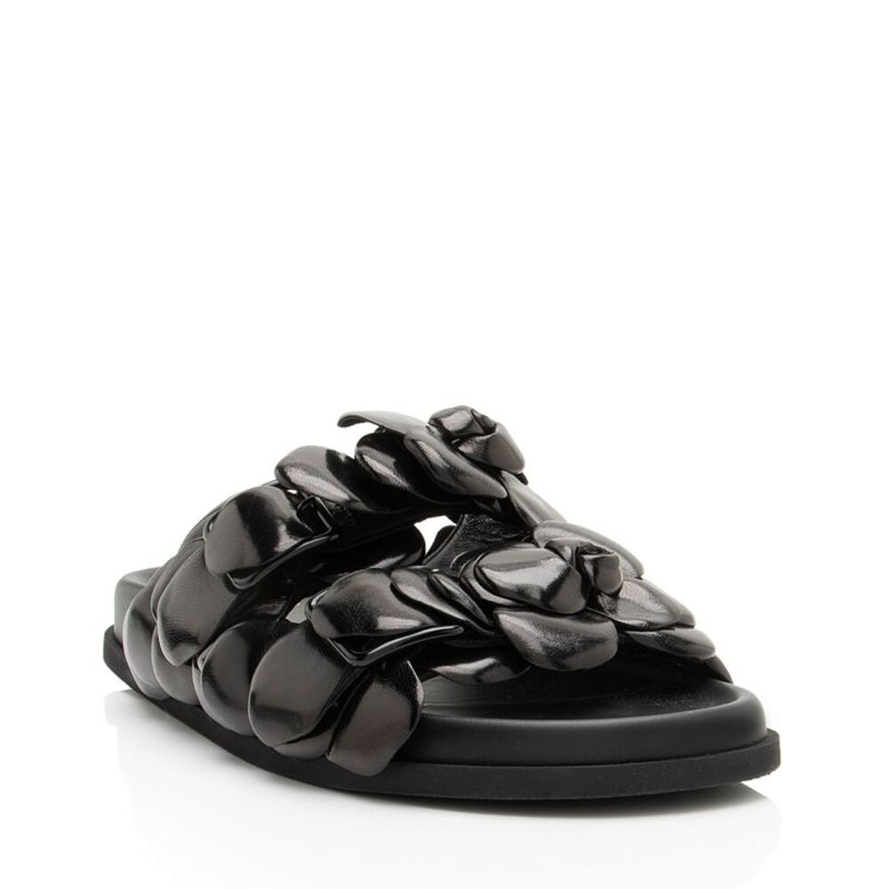 Valentino Leather Rose Edition Slide Sandals - Size 8 / 38